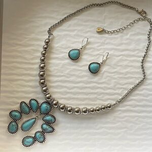 Fashion Statement Silver and Turquoise Jewelry Set